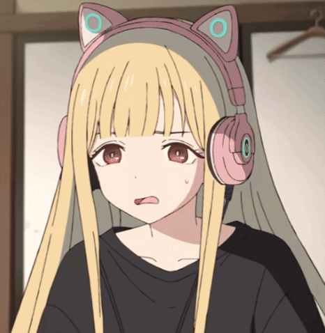 Blonde Anime Girl Wearing Headphones With Cat Ears GIF