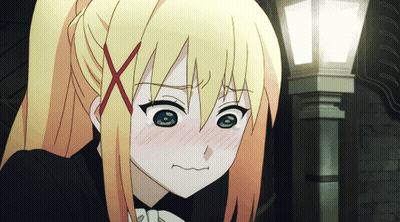 Blonde Anime Girl With Blue Eyes Close Up GIF