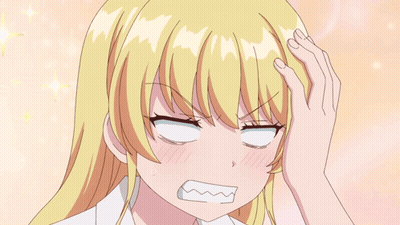 Blonde Anime Girl With Blue Eyes Making Funny Face GIF