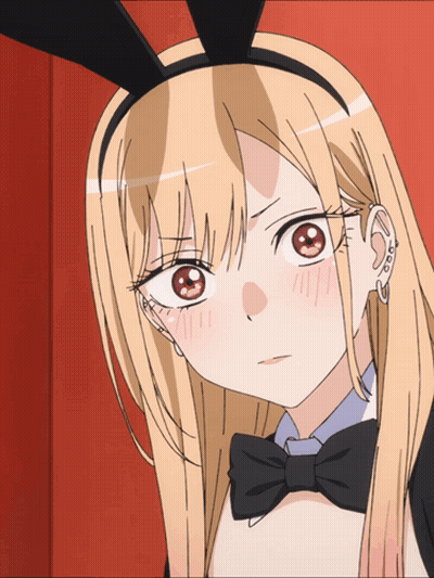 Blonde Anime Girl With Bunny Ears And Black Bow Tie GIF
