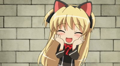 Blonde Anime Girl With Cat Ears And Red Bow GIF
