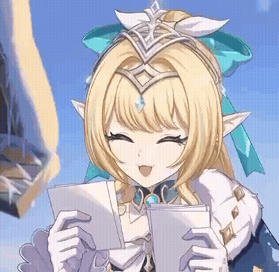 Blonde Anime Girl With Crown Holding Paper GIF