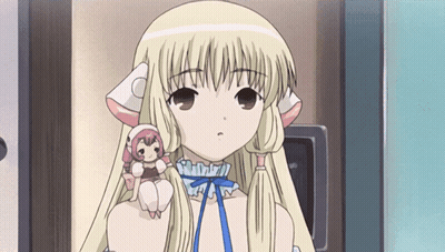 Blonde Anime Girl With Doll GIF