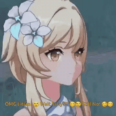 Blonde Anime Girl With Flower In Hair Talking GIF