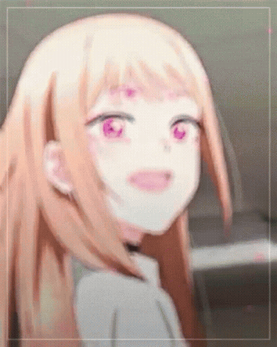 Blonde Anime Girl With Pink Eyes GIF