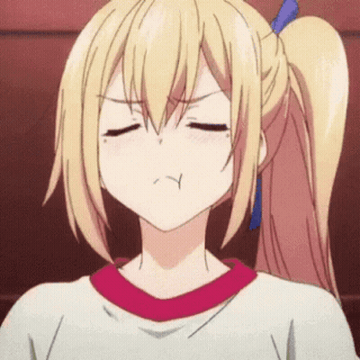 Blonde Anime Girl With Ponytail Making Angry Face GIF