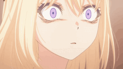 Blonde Anime Girl With Purple Eyes And Hat GIF