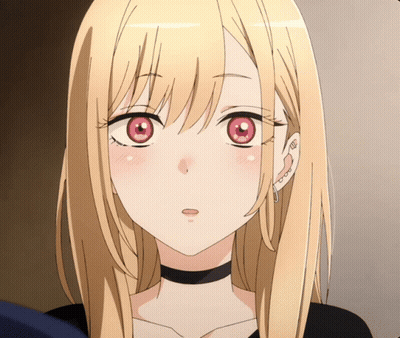 Blonde Anime Girl With Red Eyes And Black Choker GIF