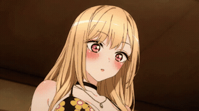 Blonde Anime Girl With Red Eyes And Necklace GIF