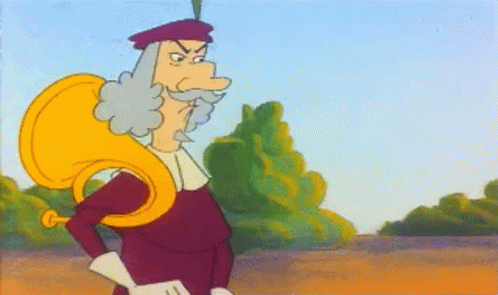 Blonde Bearded Cartoon Character In Field GIF