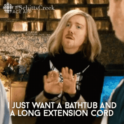 Blonde Bearded Man Talking Bathtub And Extension Cord GIF