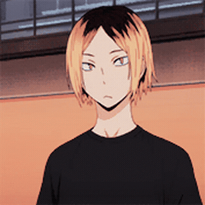 Blonde Boy Blue Eyes Black Shirt Looking At Camera GIF