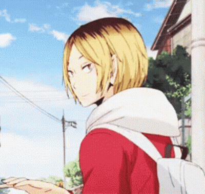 Blonde Boy In Red Shirt Walking With Backpack GIF