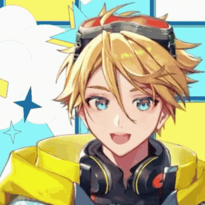 Blonde Boy With Blue Eyes In Yellow Jacket And Headphones GIF