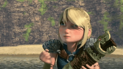 Blonde Cartoon Character Holding Large Object GIF