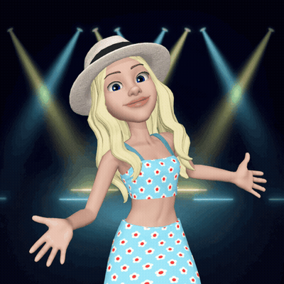 Blonde Cartoon Girl In Hat And Blue Top GIF
