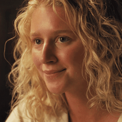 Blonde Curly Hair Woman Smiling GIF