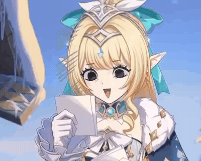 Blonde Girl Holding Paper Smiling GIF