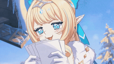 Blonde Girl Holding Papers GIF