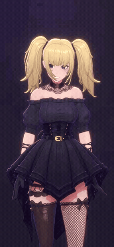 Blonde Girl In Black Dress With Belt Saying El GIF