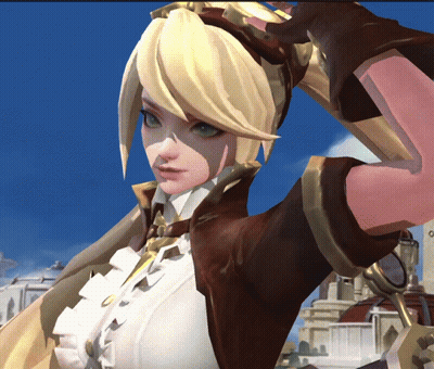 Blonde Girl In Brown Jacket Blue Sky GIF