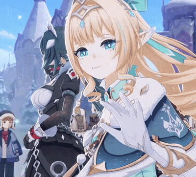Blonde Girl In Front Of Castle GIF