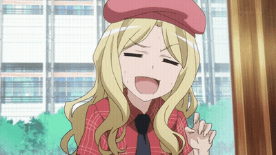 Blonde Girl In Red Shirt And Pink Hat GIF