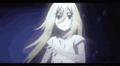 Blonde Girl In White Shirt In Dark Room GIF