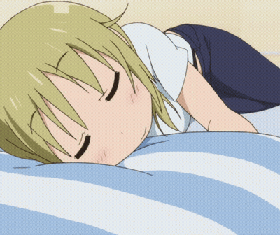 Blonde Girl Laying On Blue And White Striped Blanket GIF