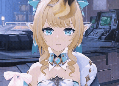 Blonde Girl Standing Before Computer Screen Saying Insight GIF