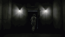 Blonde Girl Walking Door Opening GIF