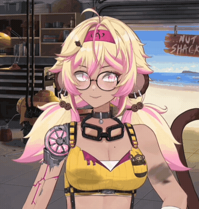 Blonde Girl With Pink Ears In Front Of No Shack Sign GIF