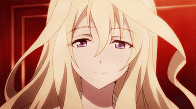 Blonde Girl With Purple Eyes Smiling GIF