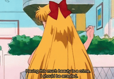 Blonde Girl With Red Bow Says Having This Much Beauty Is A Crime GIF
