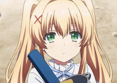 Blonde Girl With Red Cross On Forehead GIF
