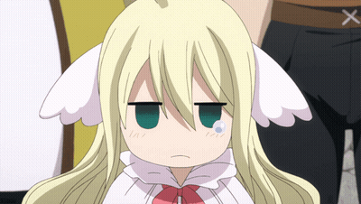 Blonde Girl With White Ears Making Funny Face GIF