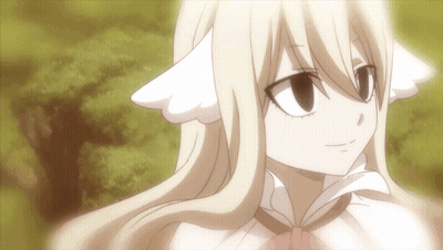 Blonde Girl With White Ears Smiling GIF