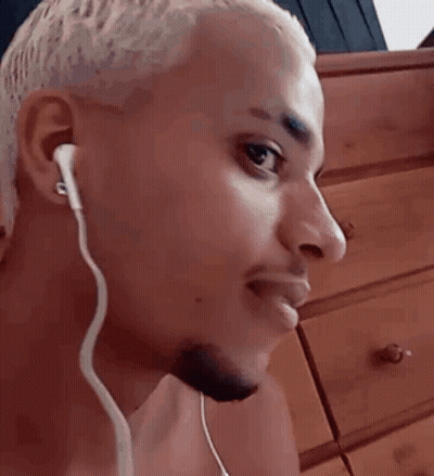 Blonde Hair Beard Man With Headphones GIF