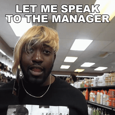 Blonde Hair Man In Black Shirt Says Let Me Speak To The Manager GIF