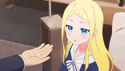 Blonde-Haired Blue-Eyed Girl Held By Man's Hand GIF