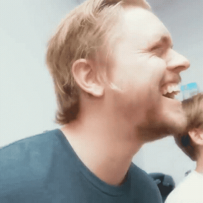 Blonde Haired Man With Beard Laughing GIF