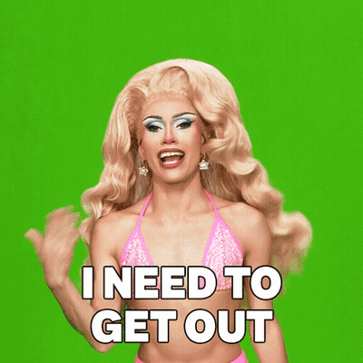 Blonde In Pink Bikini Says I Need To Get Out GIF