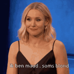 Blonde Kristen Bell Shrugging Shoulder GIF
