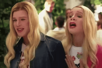 Blonde Man And Woman Making Funny Faces GIF