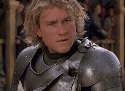 Blonde Man In Knight Armor Looking At Camera GIF