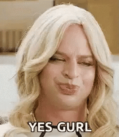 Blonde Man Wearing Wig Making Funny Face GIF