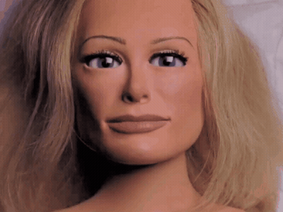 Blonde Mannequin Face Close Up GIF