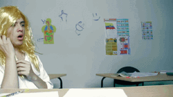 Blonde Wigged Girl Nail Biter GIF