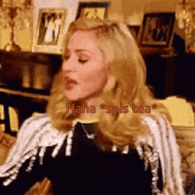 Blonde Woman At Table Saying Haha Spis Tea GIF