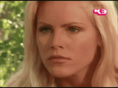 Blonde Woman Close Up With K3 Logo GIF